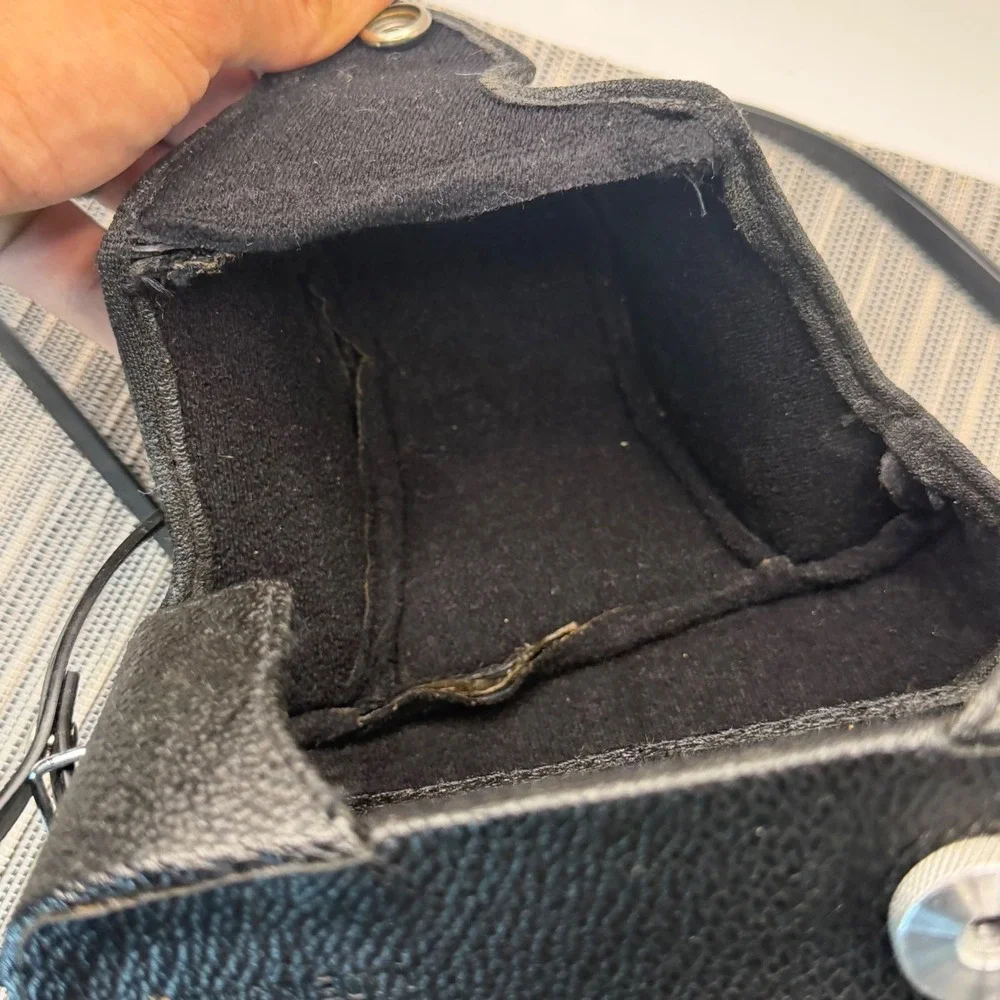 Vintage Sears 35mm‎ SLR Camera Bag Case Black Pebbled Faux Leather Tripod Mount